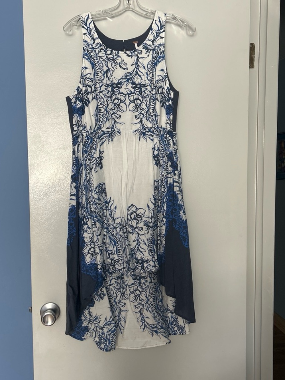 Free People white and blue Floral High-Low Sleeveless Dress